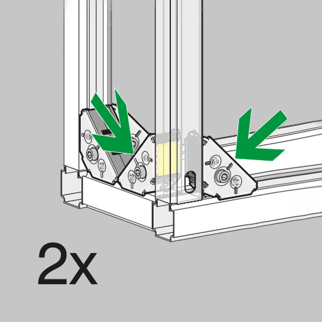 Steptec, free-standing pre-wall, number of rail connectors below 