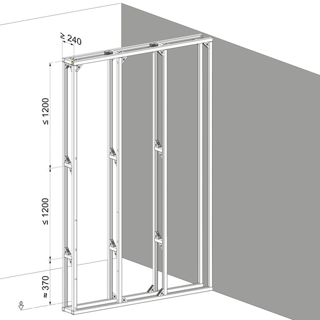 Steptec, installation dimensions, partition and room-height room partition