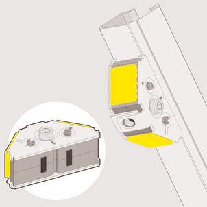 Steptec, place connector onto closed rail, long connector side