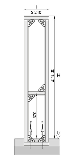 Steptec, wall depth and height, half-height room partition