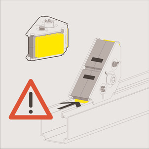 Steptec, place connector onto open rail, short connector side