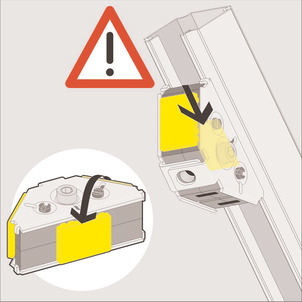 Steptec, place connector onto open rail, long connector side