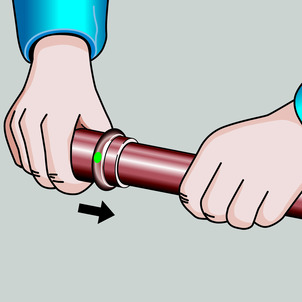 Profipress / 2281.5 / 2231.02 / 2231.01 / 2282 / 2231, push the press connector onto the pipe as far as it will go