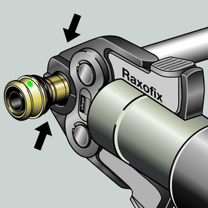 Raxofix, rör, sätta på pressback och pressa